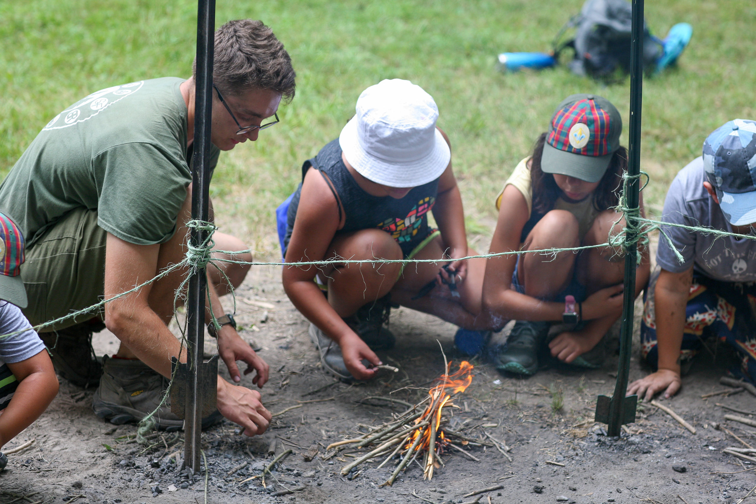 Outdoor Skills Scouts building fire photo